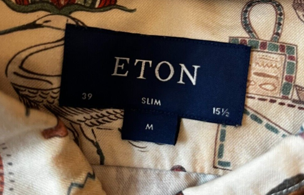 Eton Button Up Shirt Slim Fit Egypt Print Cotton Long Sleeve Size Men M