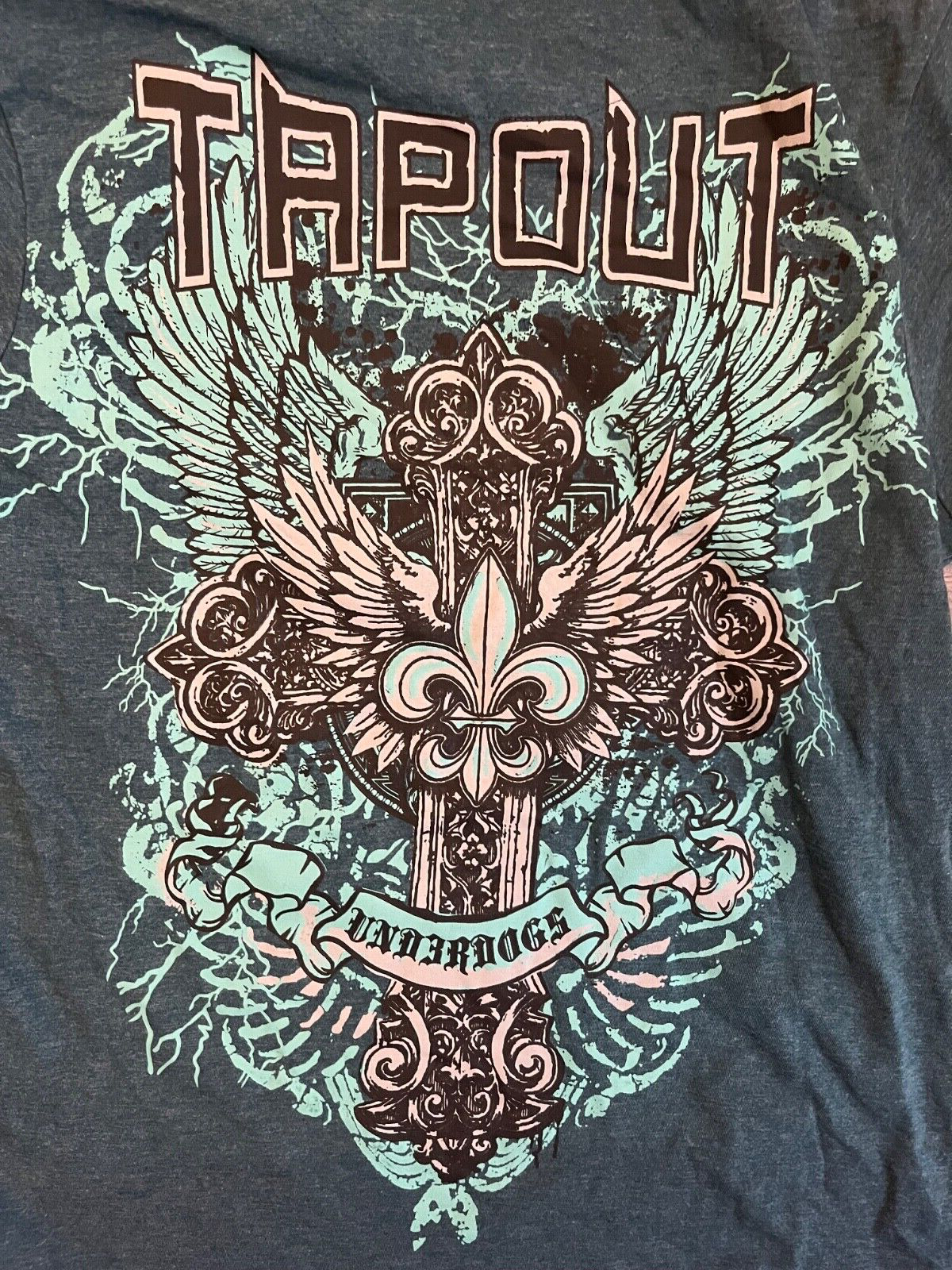Vintage Tapout Shirt Jersey Green Skull Underdogs Graphic Tee Men Size S