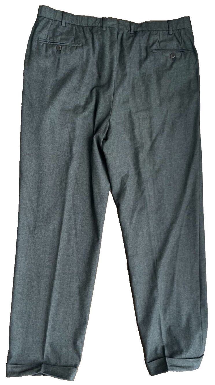 Brioni Dress Suit Pants Gray Trousers Delta Wool Men Size 57R Straight Leg Hem