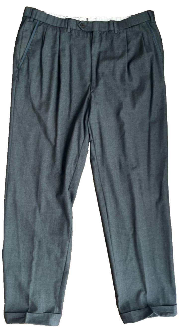 Brioni Dress Suit Pants Gray Trousers Delta Wool Men Size 57R Straight Leg Hem