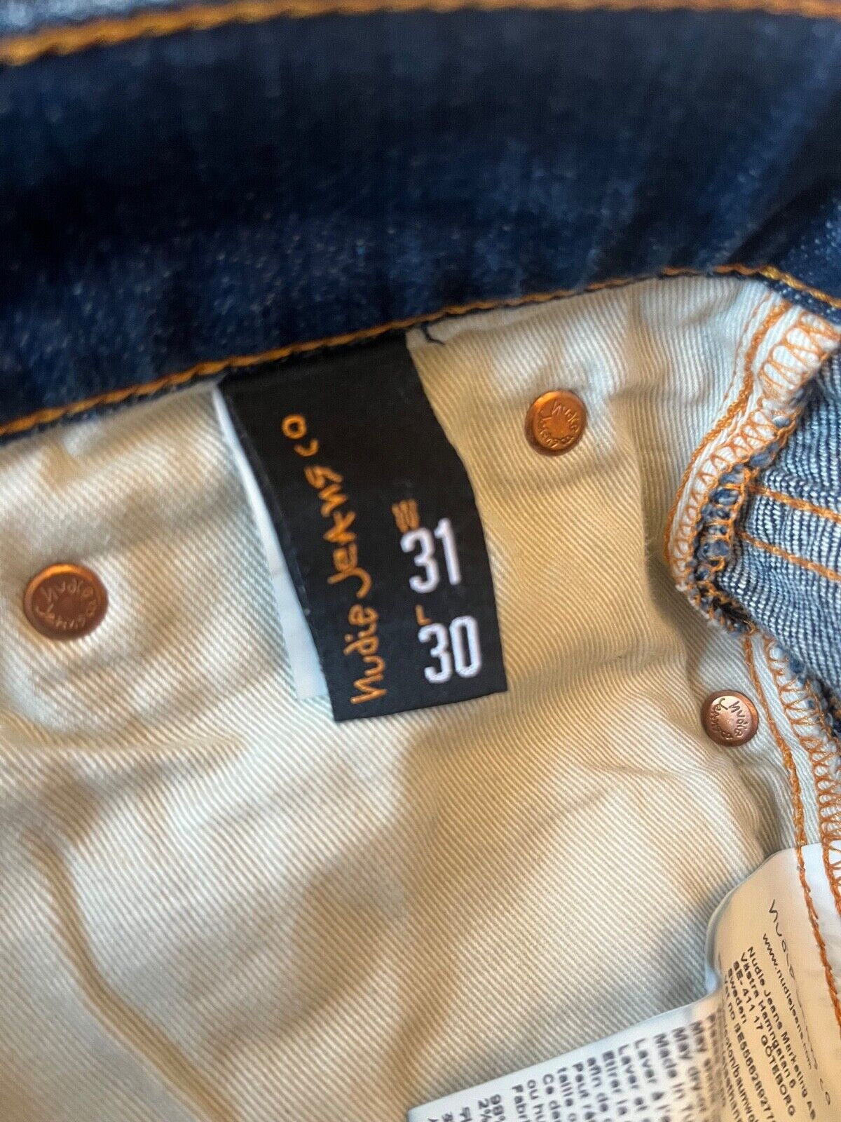 Nudie Jeans Blue Mens 31x30 Slim Fit Stretch Organic Raw Cotton Denim Grim Trim