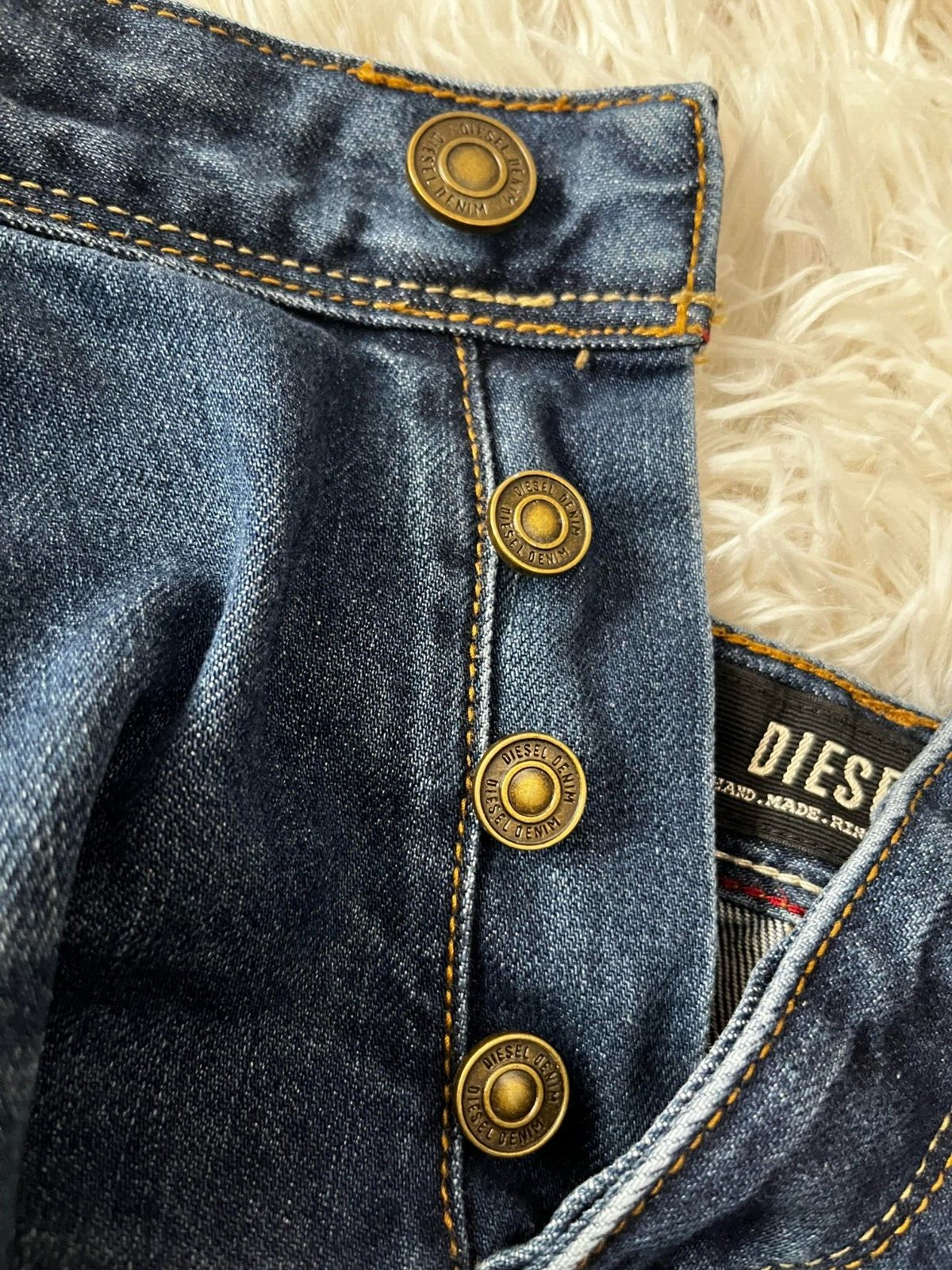 Diesel Jeans Size Men 34 Straight Button Cotton Denim Blue