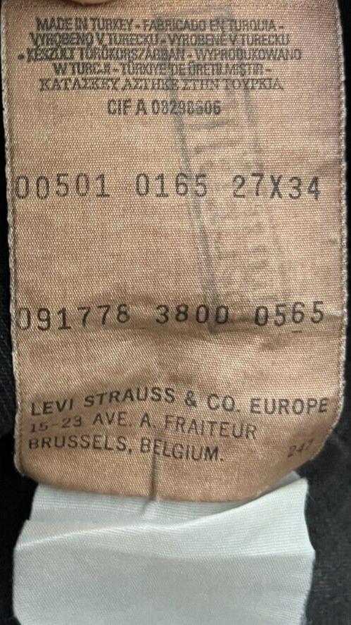 Levis 501 Black Jeans Mens 27x34 Regular Fit Straight Leg Denim Red Tag