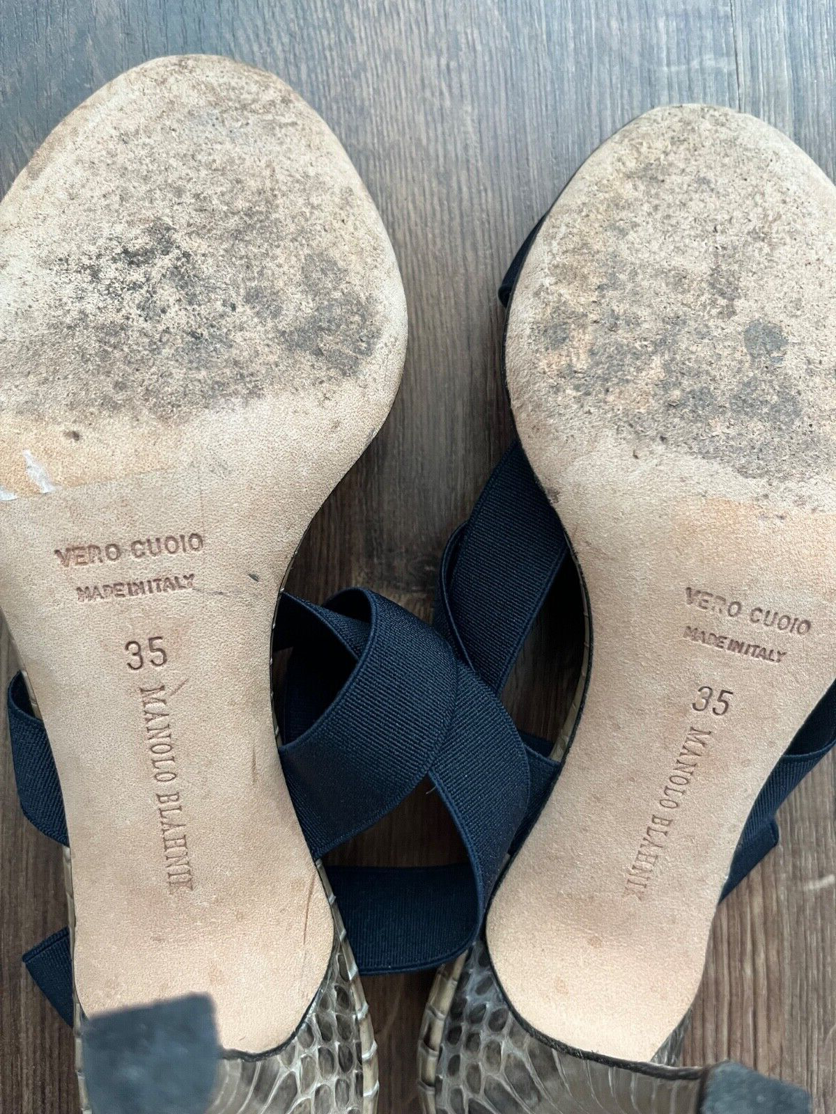 Manolo Blahnik Leather Heel Shoes Pointy Toe Pumps Women Size 35 Made in Italy