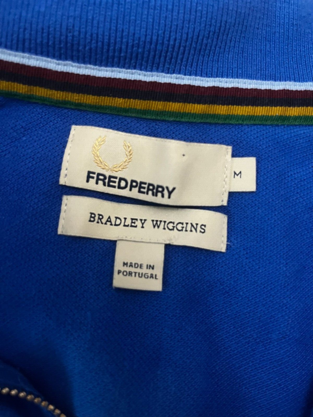 Fred Perry Bradley Wiggins Polo Shirt Cycling 1/4 Zip Size M Made in Portugal