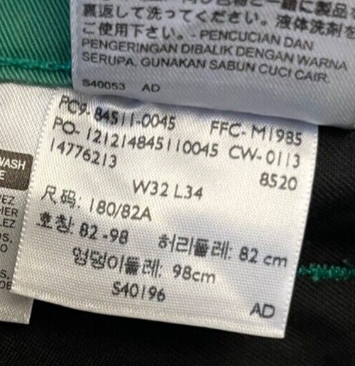 Levi's 511 Jeans Green Denim Slim Fit Straight Leg Size Men 32x34 Black Tab