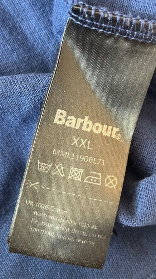 Barbour Polo Shirt Long Sleeve Cotton Blue Size Men XXL