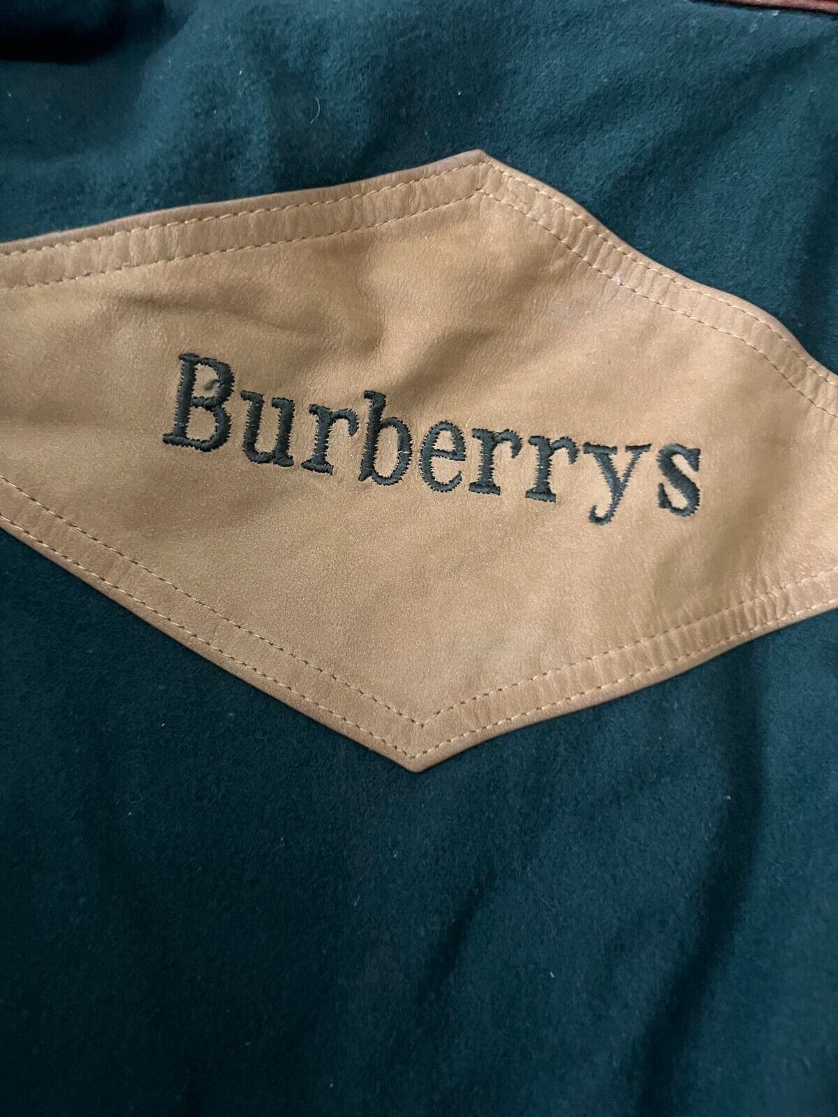 Vintage Burberry Leather Wool Jacket Coat Men Size M