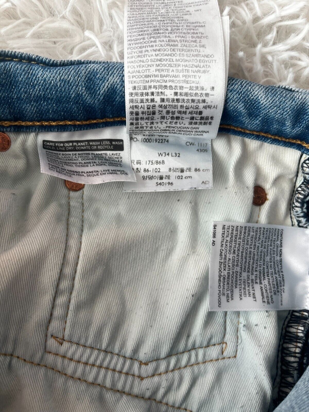 Levis 502 Blue Jeans Mens 34x32 Regular Fit Straight Leg Denim Red Tab
