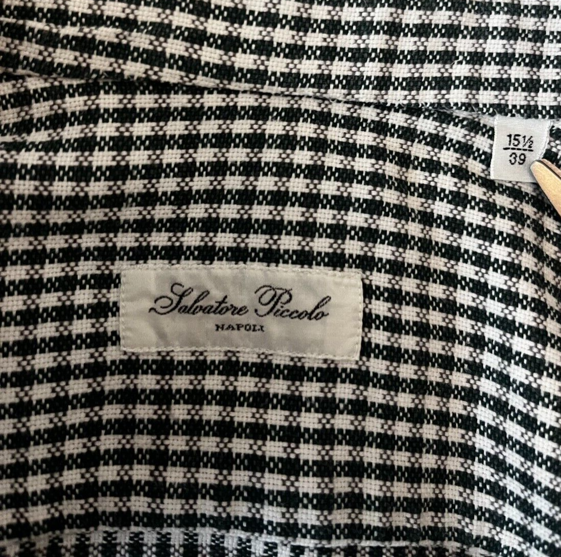 Salvatore Piccolo Napoli Button Up Shirt Cotton Linen Blend Men Size M 39 15 1/2