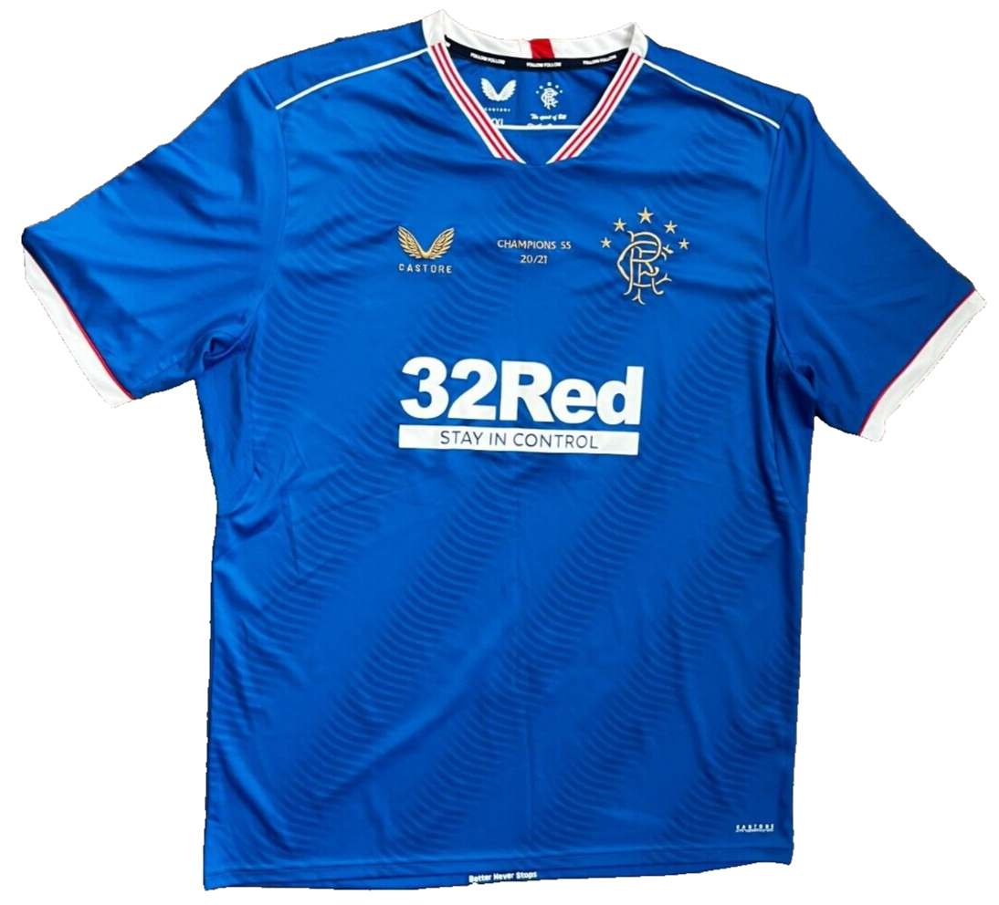 Glasgow Rangers Jersey 2020 2021 Champions Shirt Castore Size Men XXL