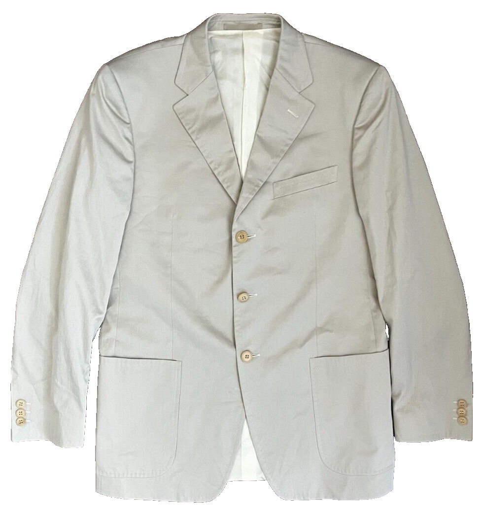 Ermenegildo Zegna Beige Suit Jacket Blazer Soft Cotton Size 50