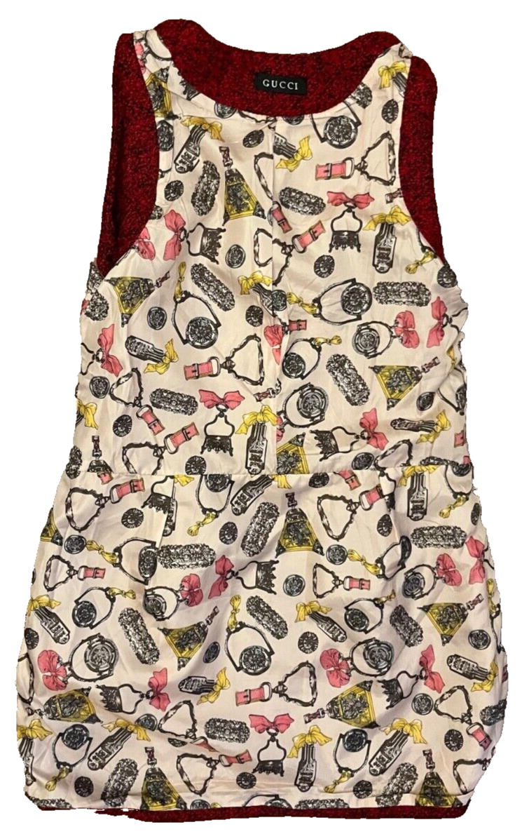 RARE Gucci Tweed Dress Mini Blood Red Sleeveless Women CHECK MEASUREMENTS