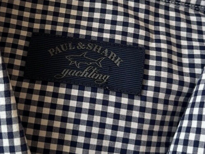 Paul Shark Yachting Button Up Shirt Checkered Cotton Men Size 42