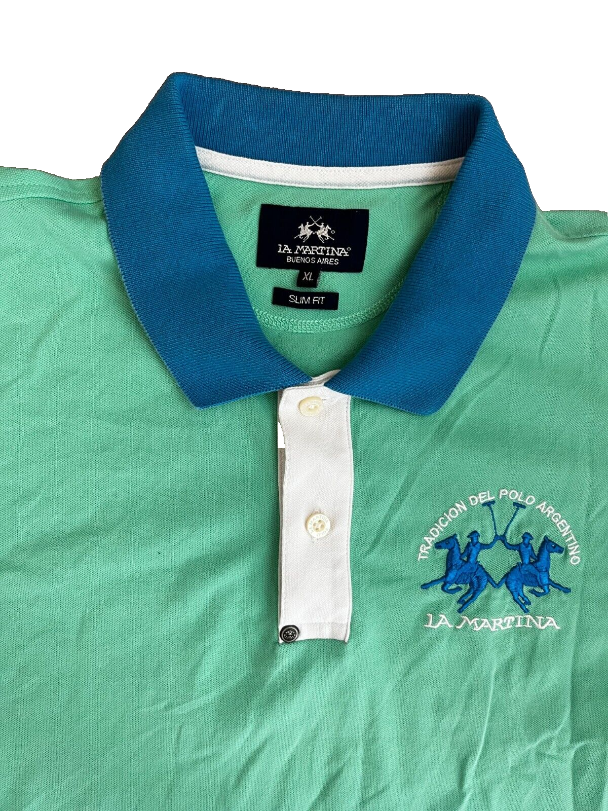 La Martina Buenos Aires Polo Shirt Green Slim Fit Size Men XL