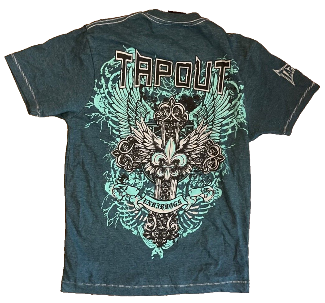 Vintage Tapout Shirt Jersey Green Skull Underdogs Graphic Tee Men Size S