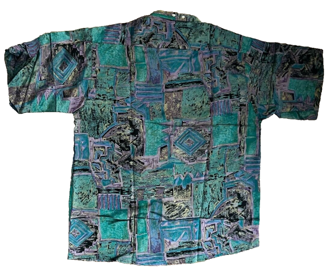 Vintage Christian Dior 70s Button Up Short Sleeve Shirt Silk Seide Men Size XL