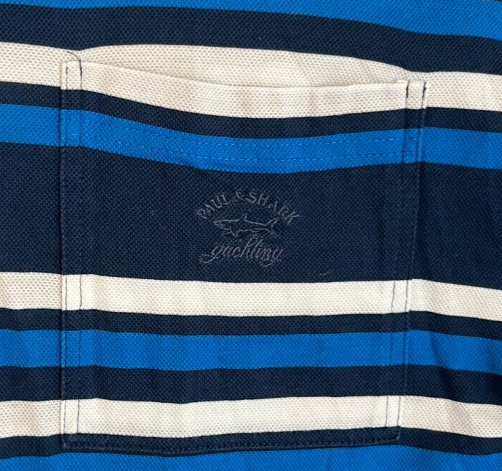Paul Shark Yachting Polo Shirt Cotton Striped Size Men L Made in Italy