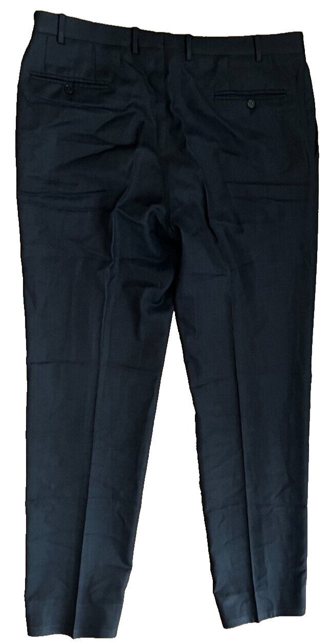 Canali Dress Pants Men Size 54 Black Pure Wool Trousers Made in Italy