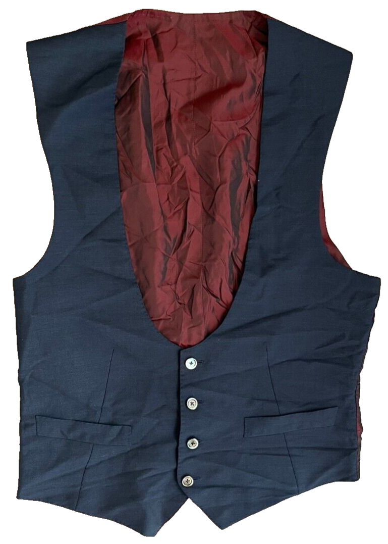 Thom Sweeney Blazer & Waistcoat Suit Men Navy CHECK MEASURMENTS