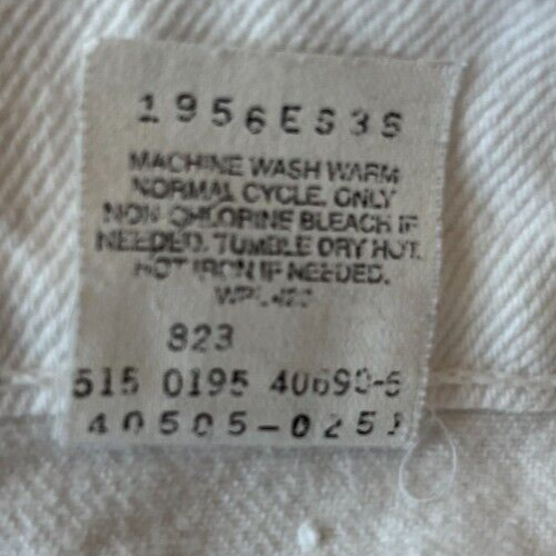 Vintage Levis 505 White Jeans Mens 38x32 Slim Fit Straight Leg Denim Orange Tab