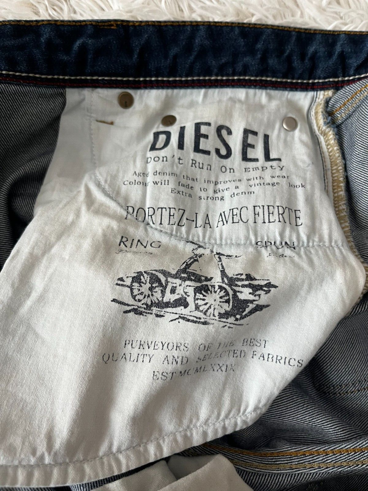 Diesel Jeans Size Men 34 Straight Button Cotton Denim Blue