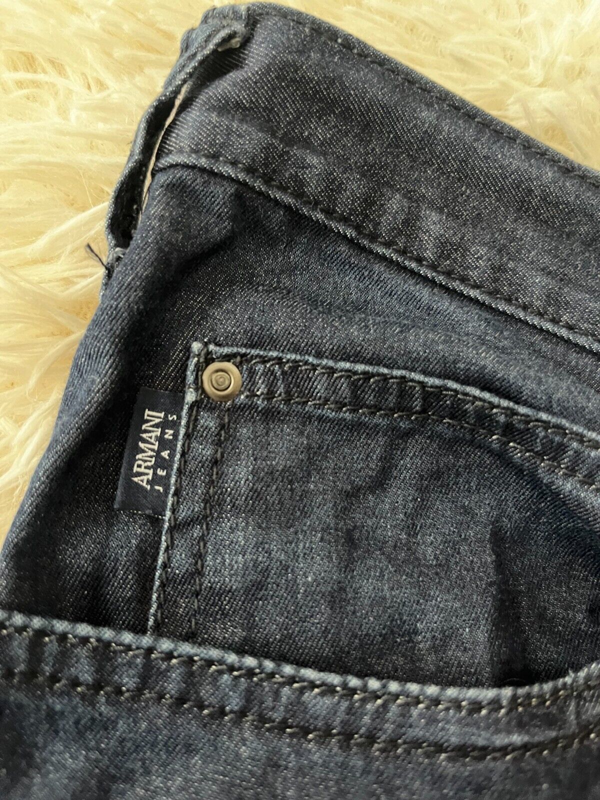 Armani Black Wash Jeans Mens Regular Fit Straight Denim Pants CHECK MEASURMENTS