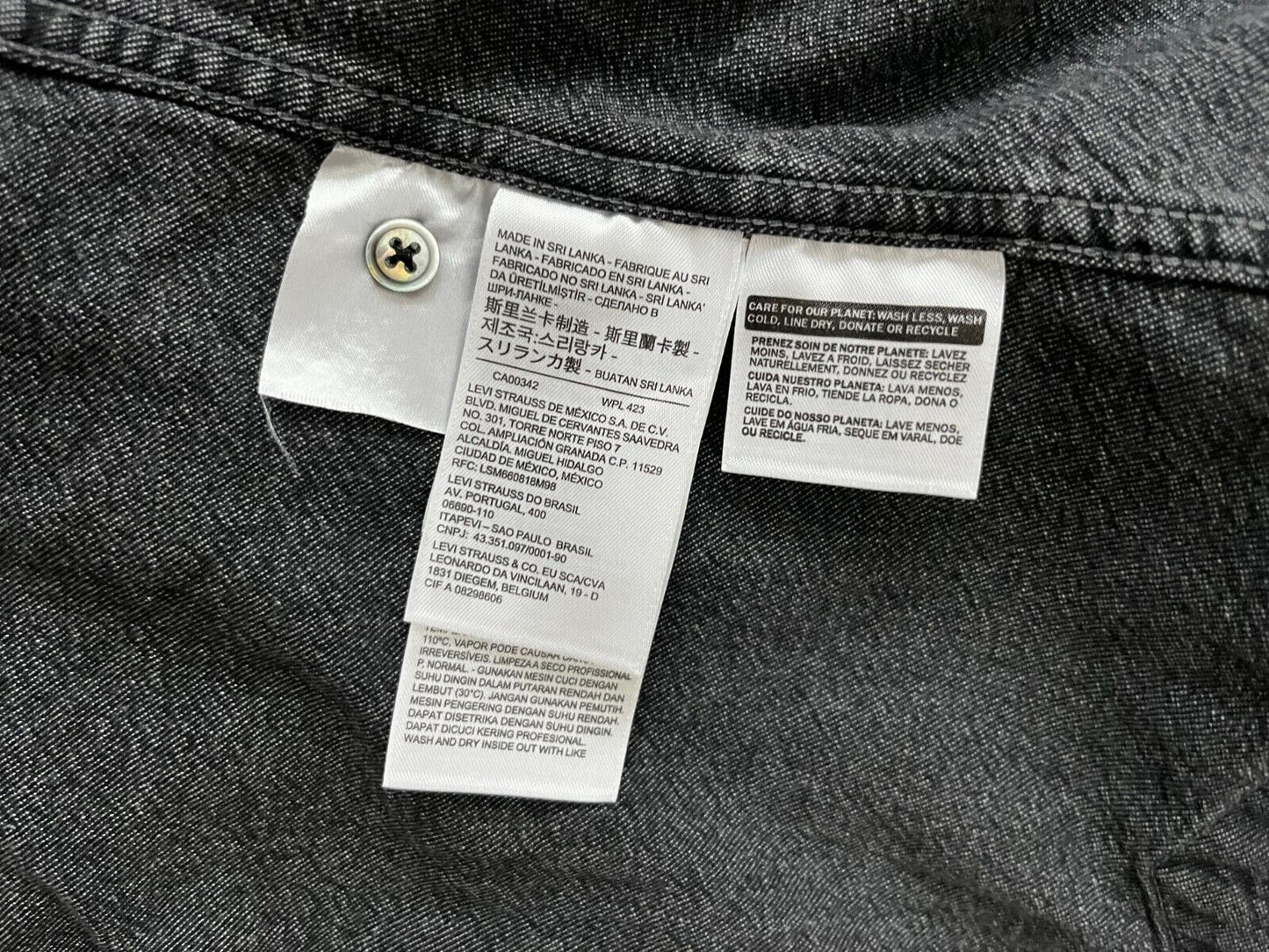 Levi's Strauss Button Up Shirt Denim Cotton Gray Men Size S