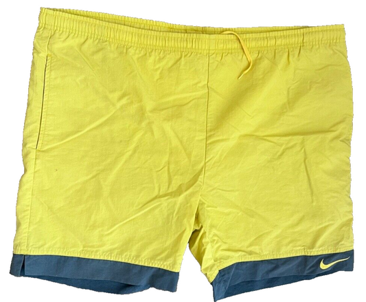 Vintage Nike Shorts Y2K 90s Trunks Yellow Drawstring Size Men L