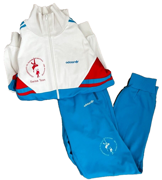Vintage Switzerland 1987 Fencing Team Adidas Track Suit Jacket Pants Size Men M