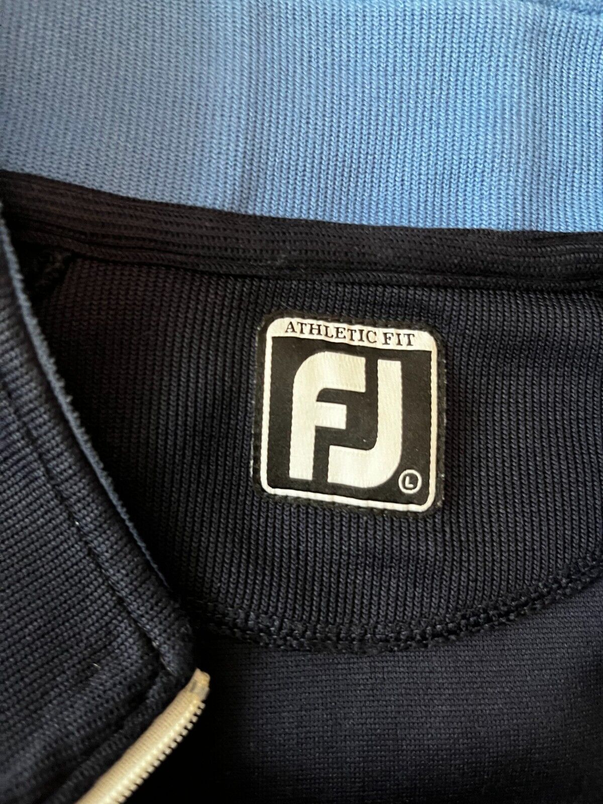 FootJoy Jacket Men Size L Black Sport Athletic Fit 1/4 Quarter Zip Golf Logo