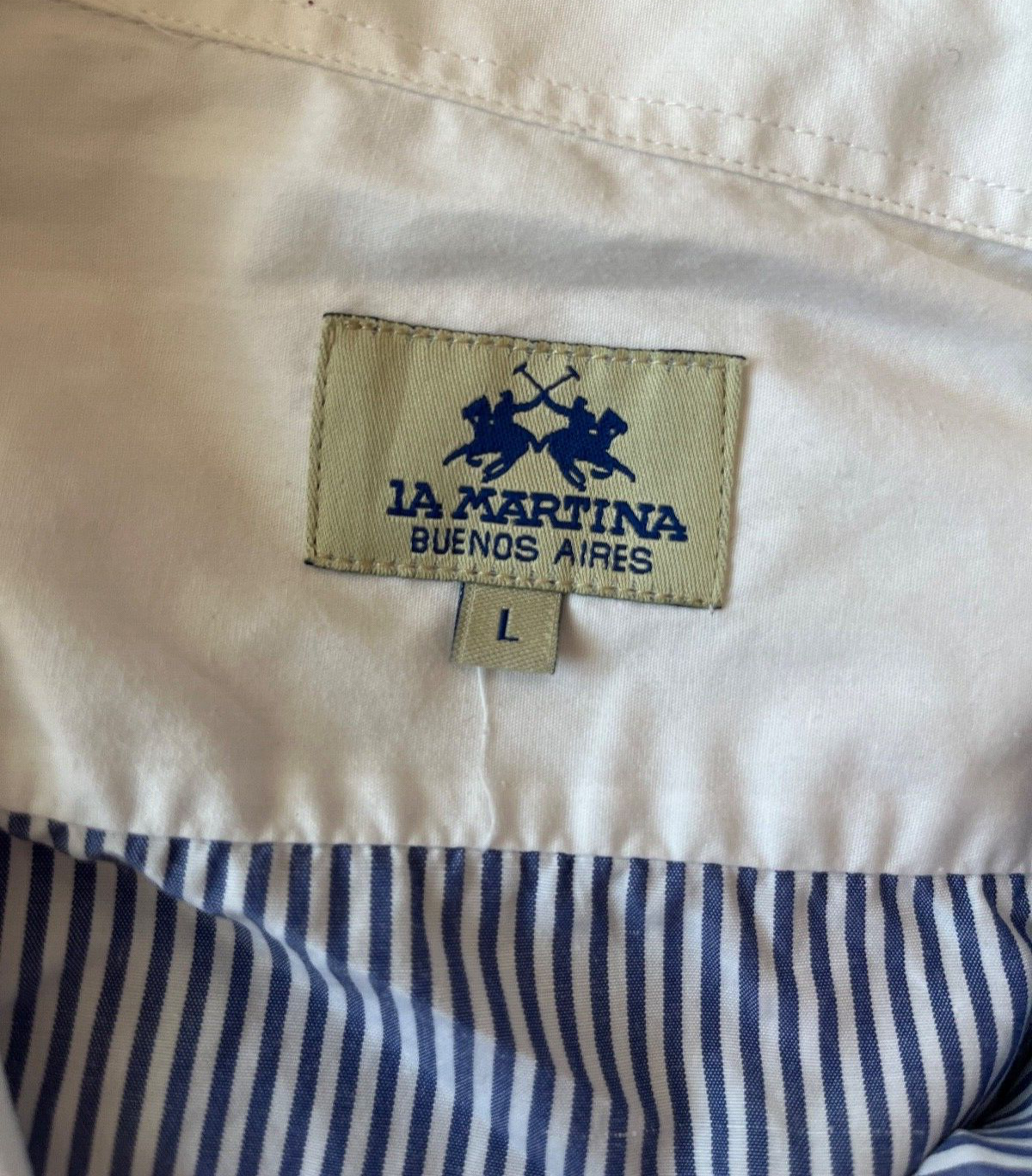 La Martina Classic Fit Button Up Shirt Cotton Colour Block Men Size L