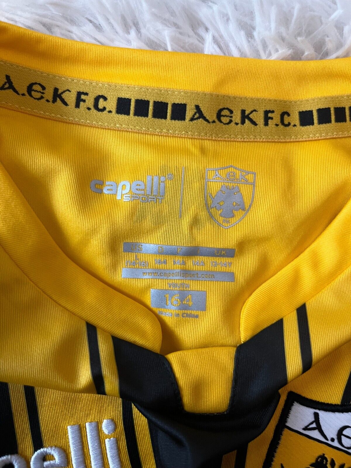 AEK Athens 2018 2019 Home Shirt Jersey Capelli Sport Size Youth L