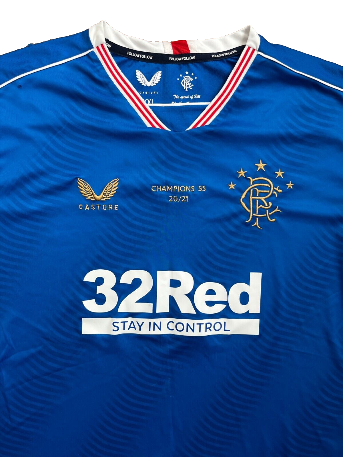Glasgow Rangers Jersey 2020 2021 Champions Shirt Castore Size Men XXL
