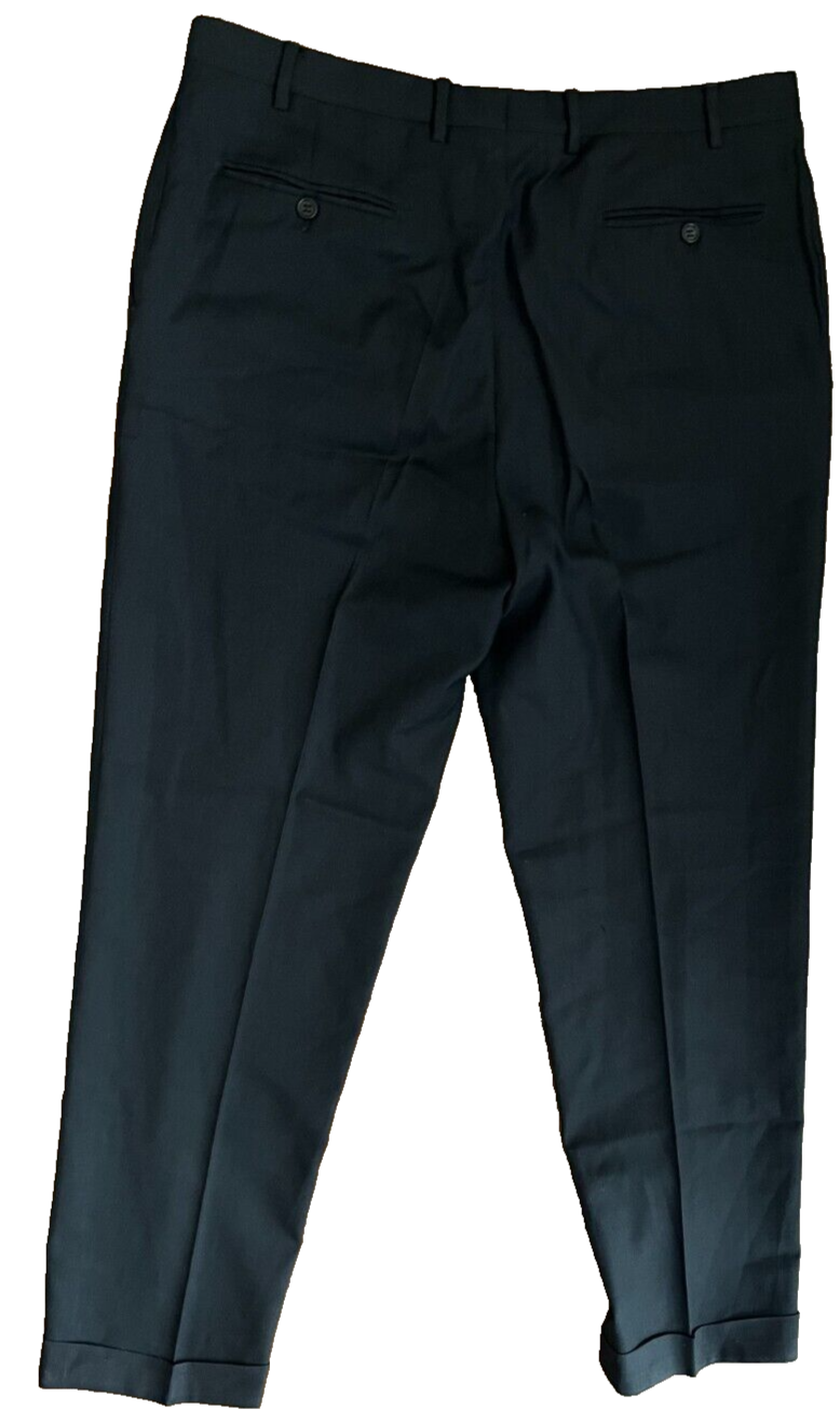 Canali Dress Pants Men Size 54 Black Pure Wool Trousers Made in Italy