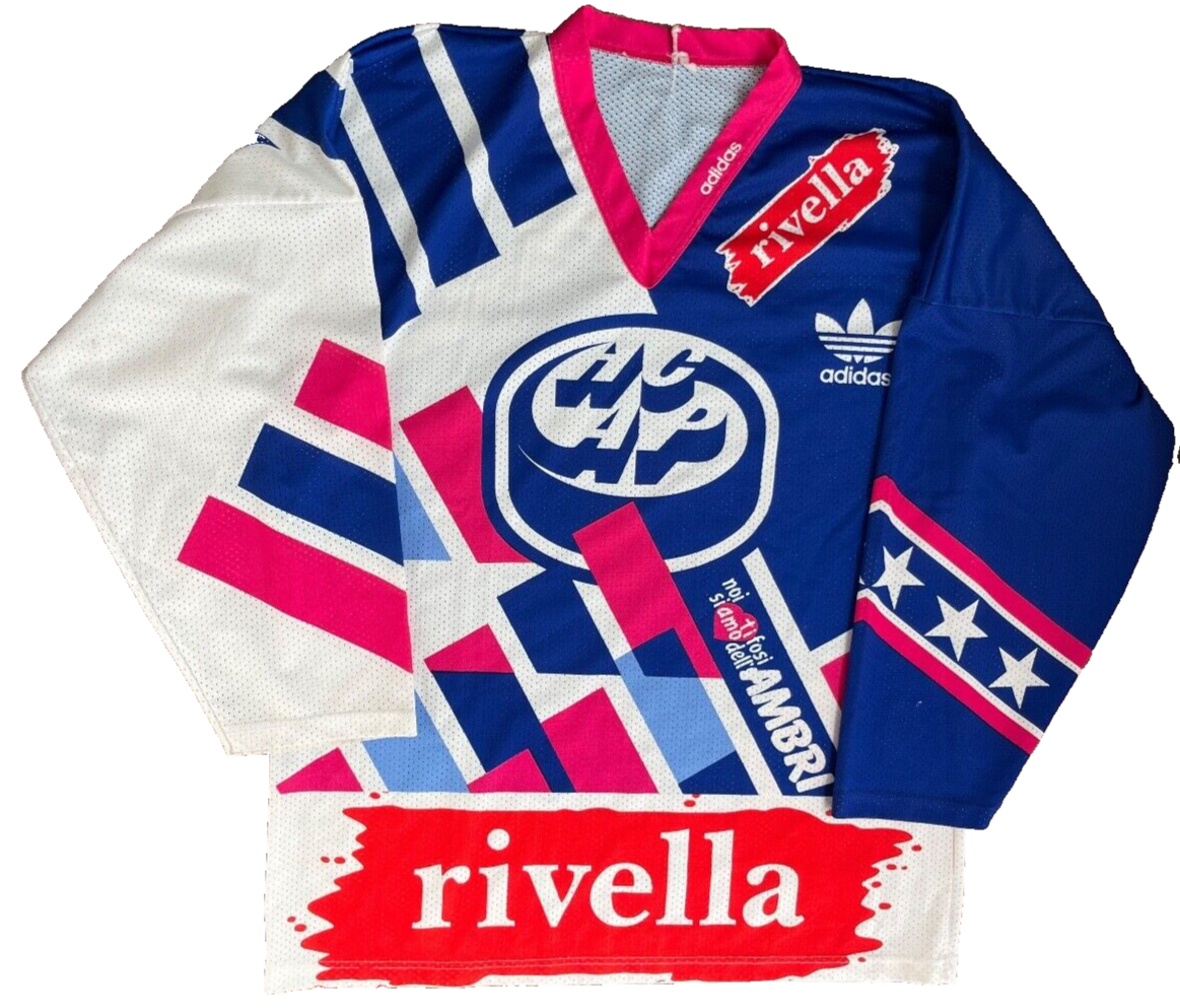 Vintage Ambri Piotta Jersey Shirt Ice Hockey Adidas Men XL Check Measurements