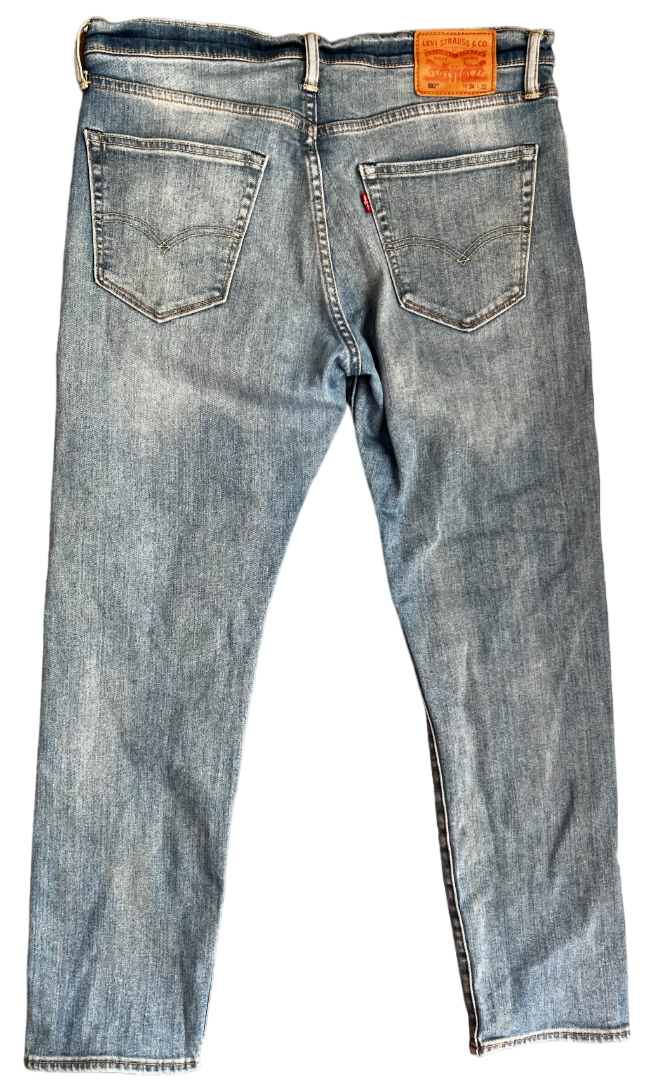 Levis 502 Blue Jeans Mens 34x32 Regular Fit Straight Leg Denim Red Tab