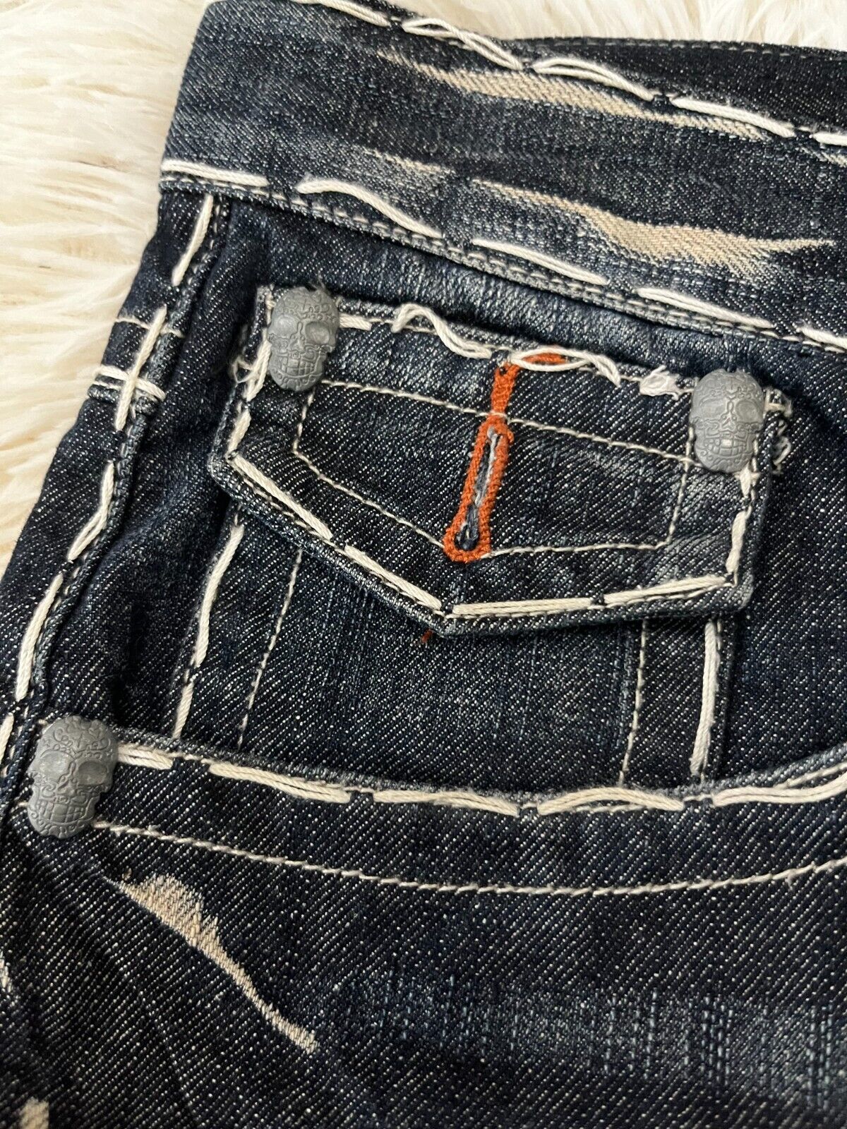 Laguna Beach Dark Blue Jeans Womens Size 40 Swarowski Skulls