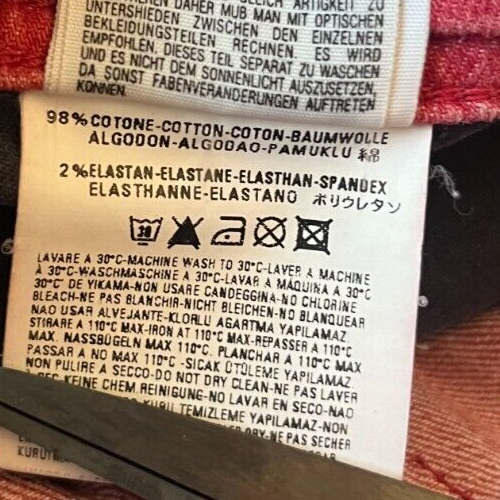 Diesel Industry Red Jeans Men Size 31 Slim Fit Stretch Straight Leg Denim