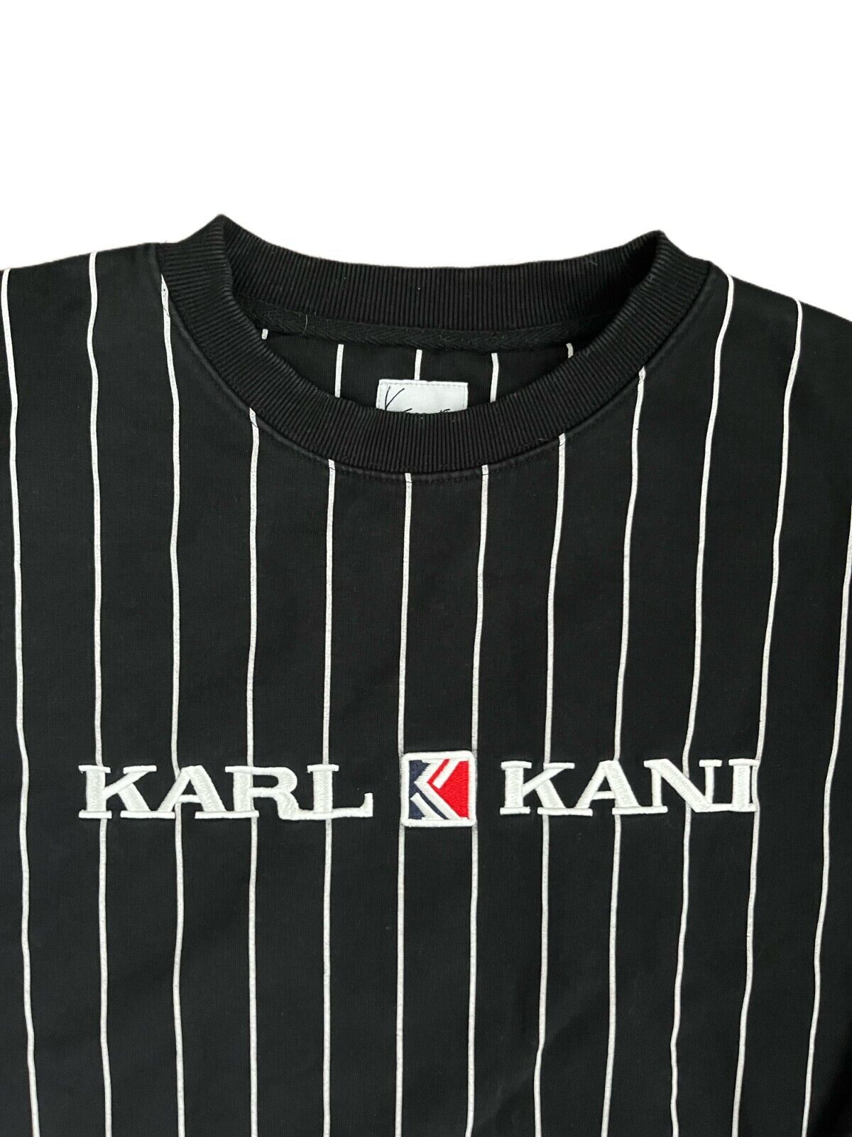 Karl Kani Sweatshirt Pinstripe Black Sweater Pullover Sudadera Men Size L