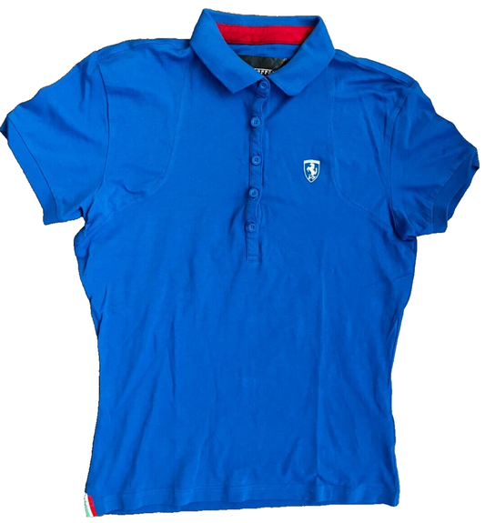 Scuderia Ferrari Jersey Racing F1 Blue Polo Shirt Size Women L