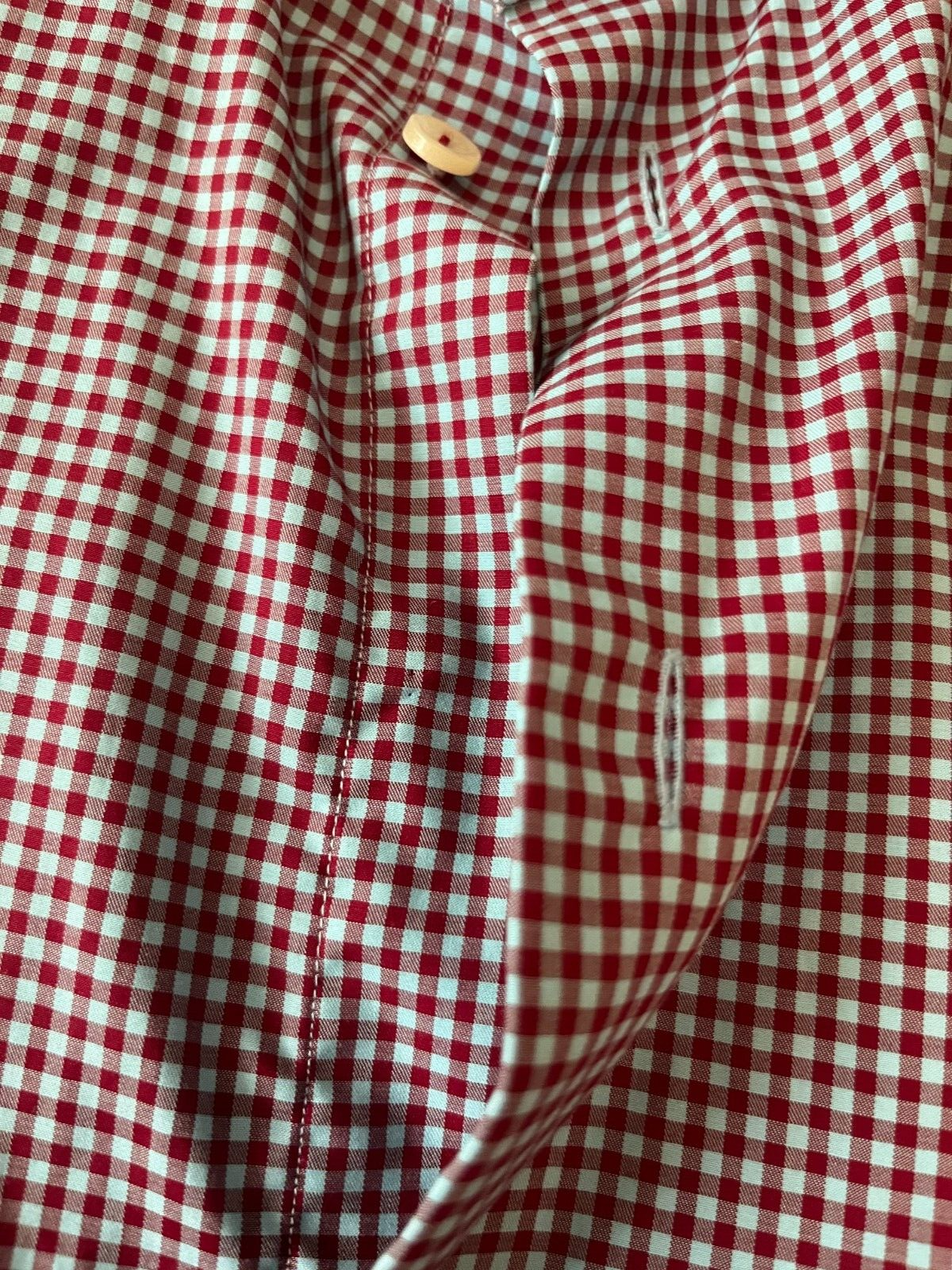 Eton Slim Fit Button Up Shirt Check Spread Cotton Men Size 38 15 Red Blue