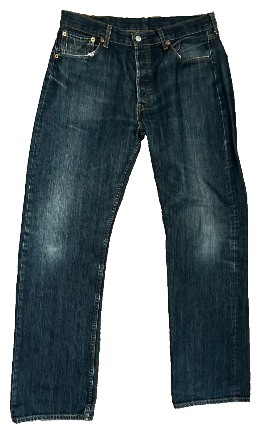 Levis 501 Blue Jeans Mens 34x34 Regular Fit Straight Leg Denim Made in Hungary