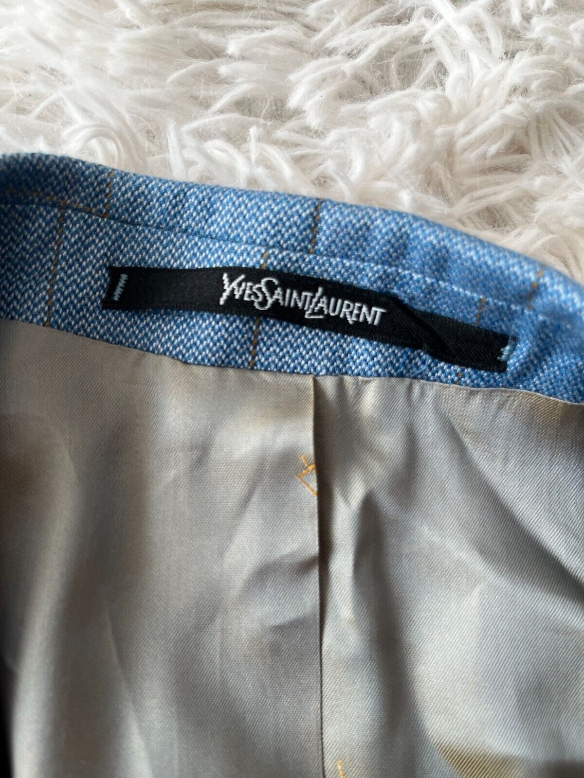 BNWT Yves Saint Laurent YSL Blazer Jacket Blue Modal Wool Blend Men Size 9B