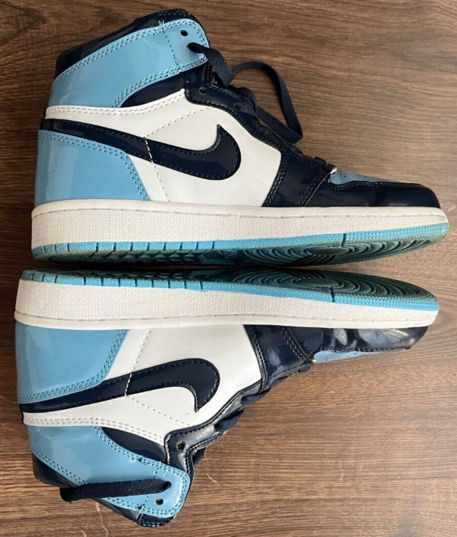 Air Jordan 1 Retro High UNC Patent Blue Chill Women Size 39 US 8 C00461-401
