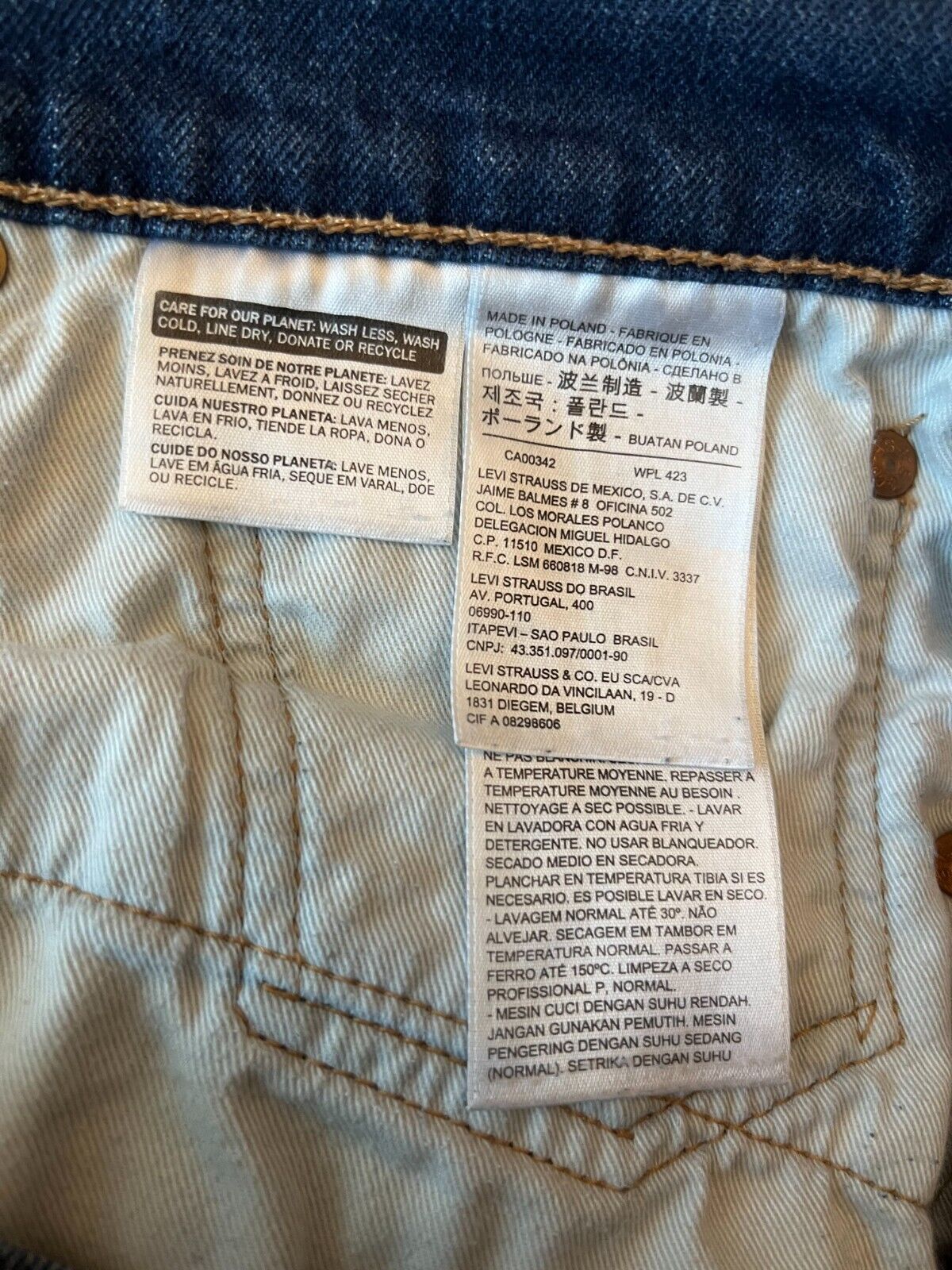 Levis 502 Blue Jeans Mens 38x34 Regular Fit Taper Straight Leg Denim Red Tab