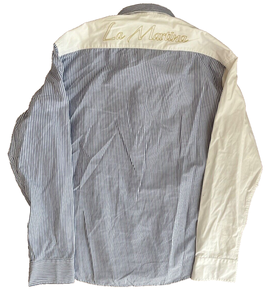 La Martina Classic Fit Button Up Shirt Cotton Colour Block Men Size L
