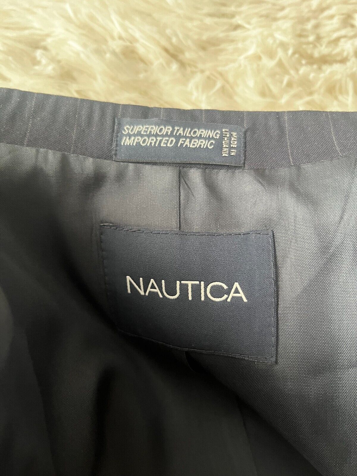 BNWT Nautica Wool Blazer Jacket Sport Coat Two Button Men Size 42R Black Striped
