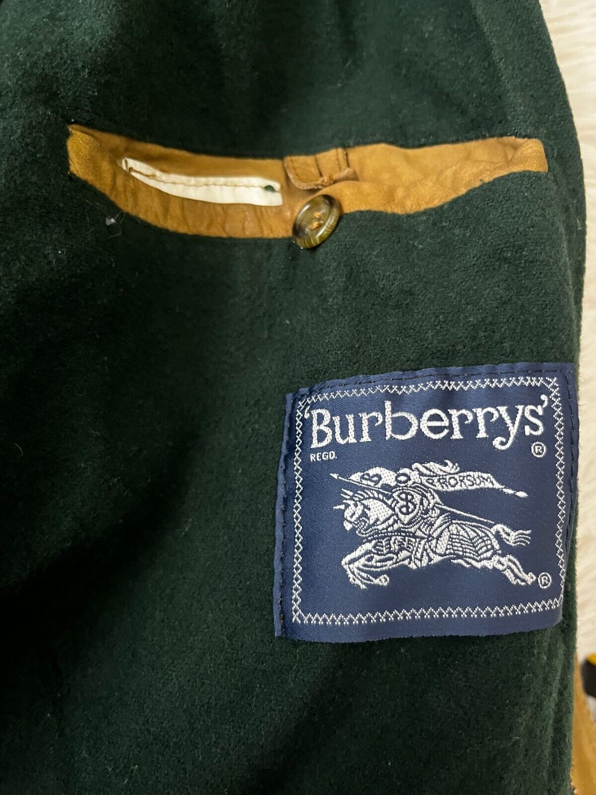 Vintage Burberry Leather Wool Jacket Coat Men Size M