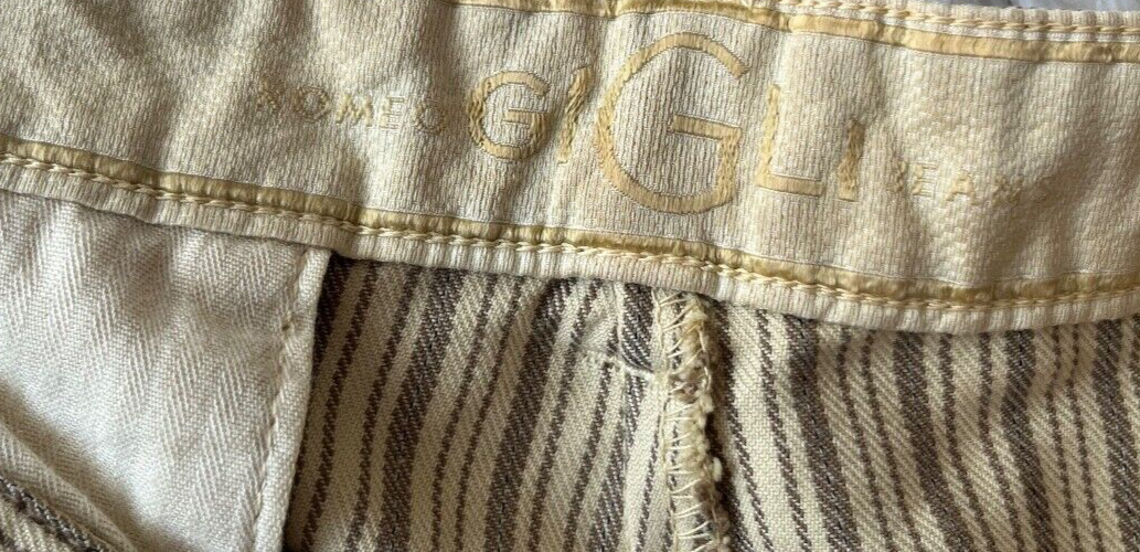 Vintage Romeo Gigli Pinstripe Pants Cotton Khaki Men Size 38 Made in Italy